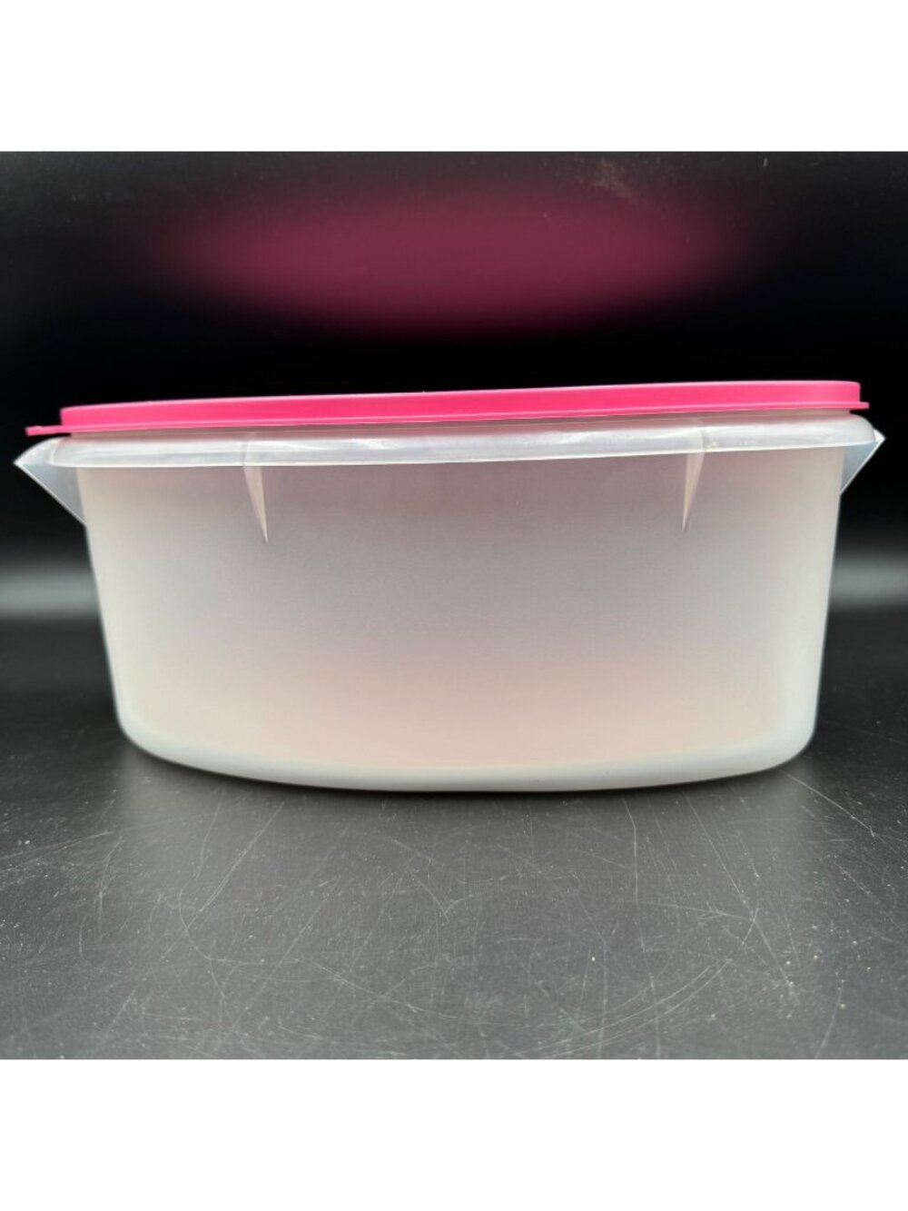 Vintage Tupperware Oval Modular Mate Storage Container With Bright Pink Lid